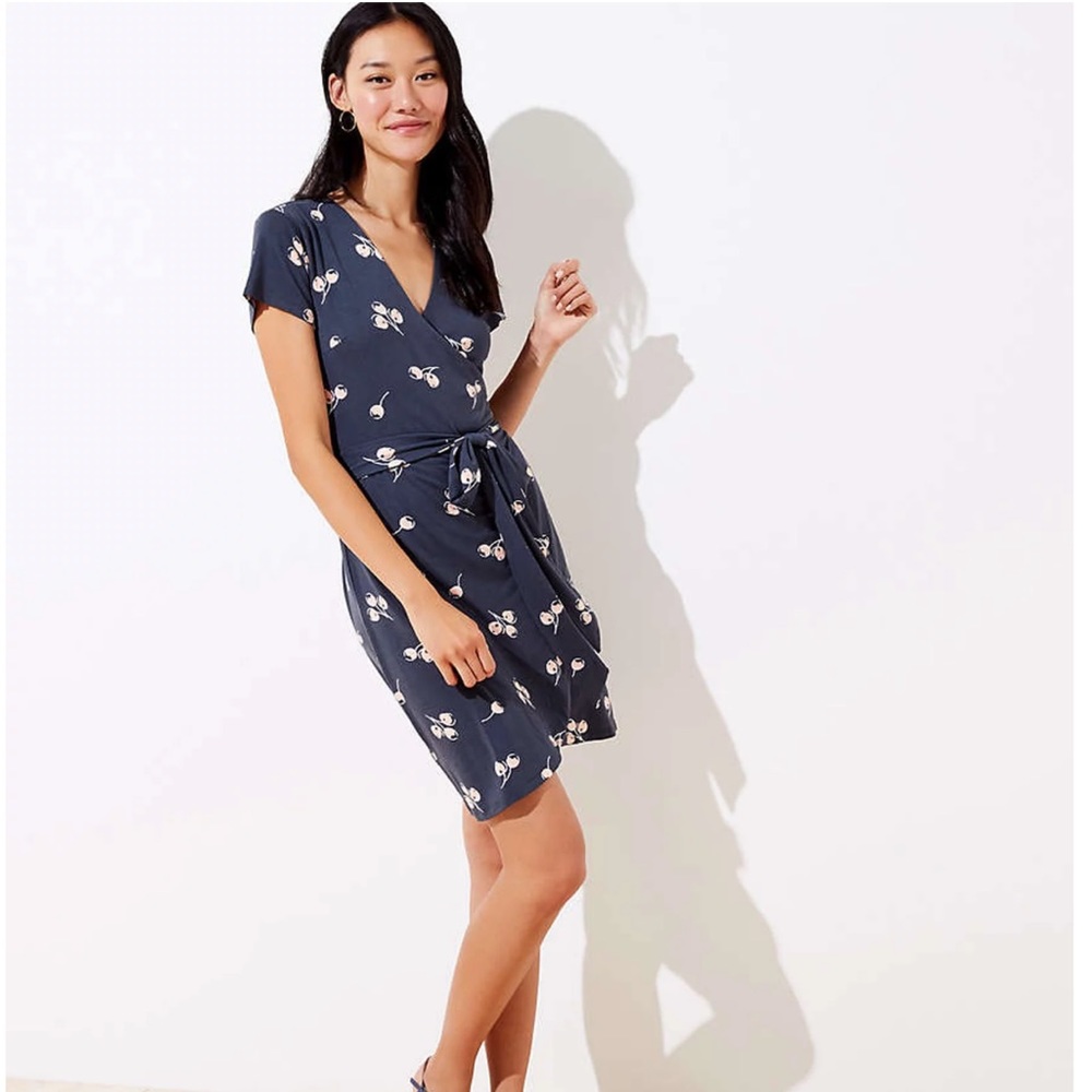 LOFT Cherry Knit Wrap Dress